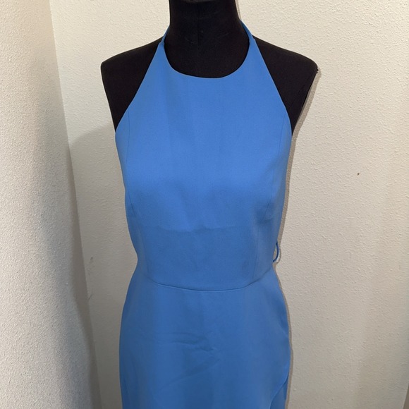 Alice + Olivia Kristy Halter High Low Dress Blue Size 6 Open Back Sleeve Less - Picture 3 of 10
